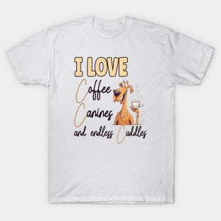 I Love Coffee Canines and Cuddles Great Dane Owner Funny T-Shirt